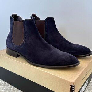 Johnston and Murphy Maxwell Chelsea Boot Size 10.5 Navy Blue Suede